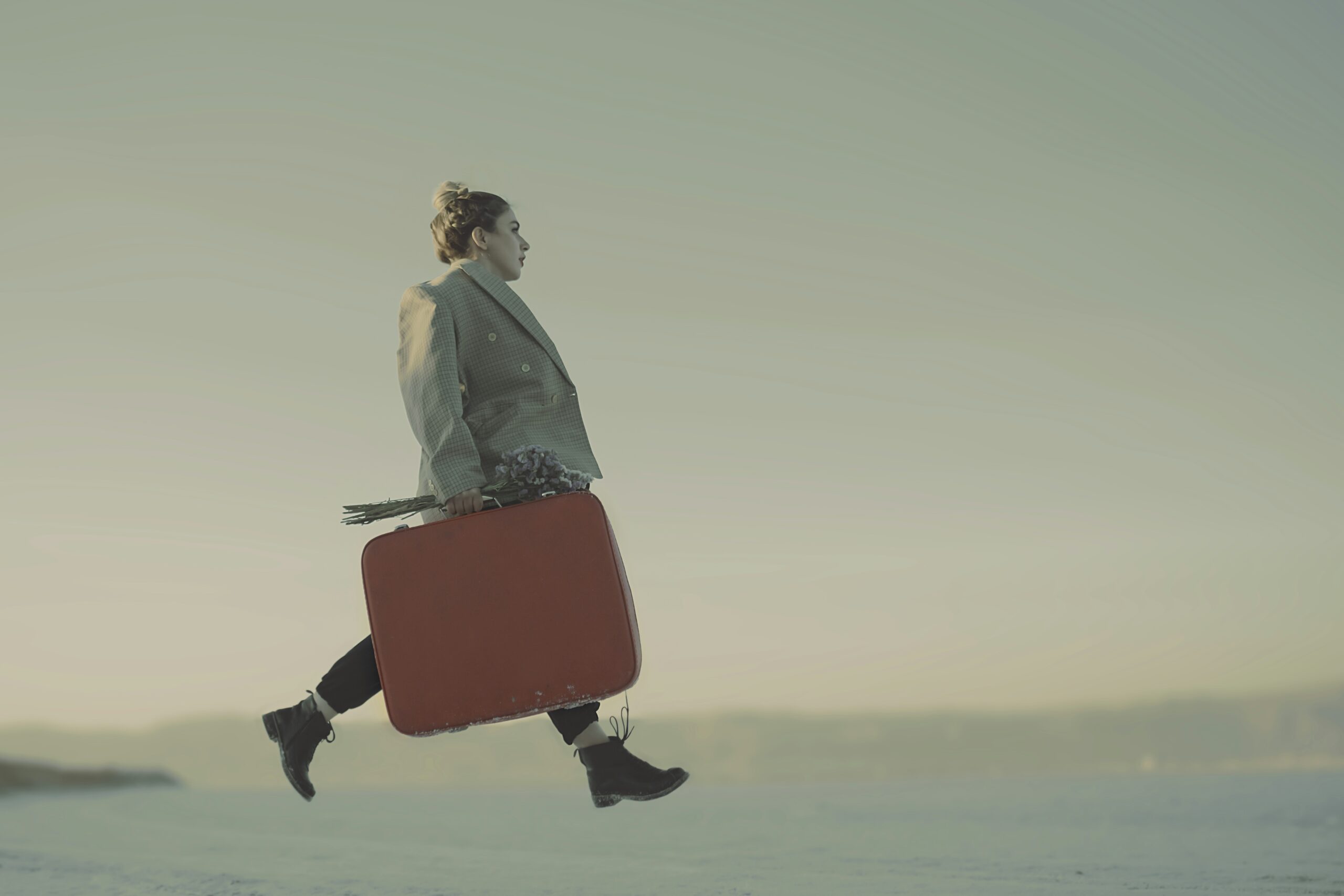 Traveler struggling with missing luggage in a remote location